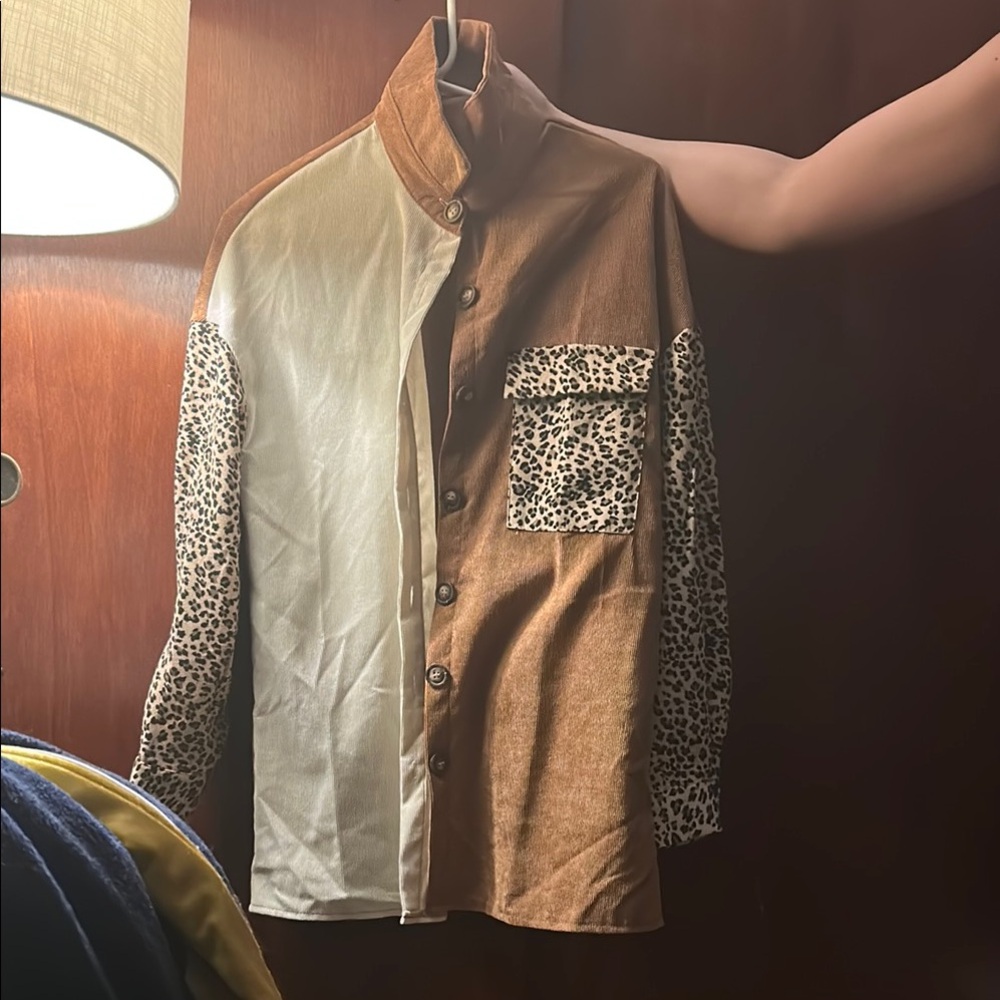 Leopard Print and Tan Men's Jacket